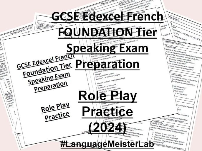 GCSE French Foundation Tier Role Play Practice Speaking Exam Preparation