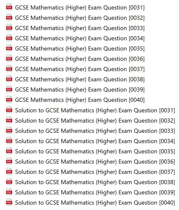 GCSE Maths (Higher) Exam Questions and Solutions [0031] to [0040 ...