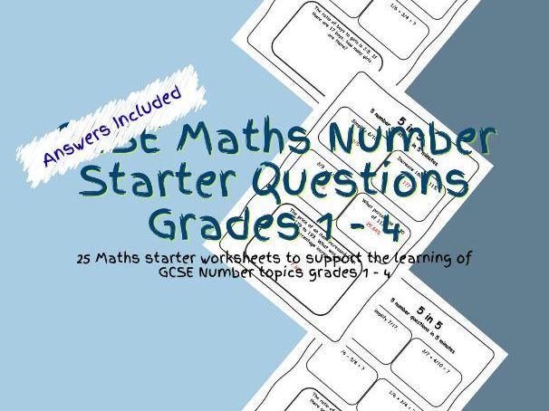 GCSE Maths Number Starter Questions Grades 1 - 4