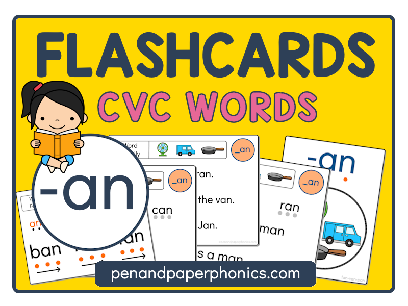 -AN CVC Word Family Reading Flashcards