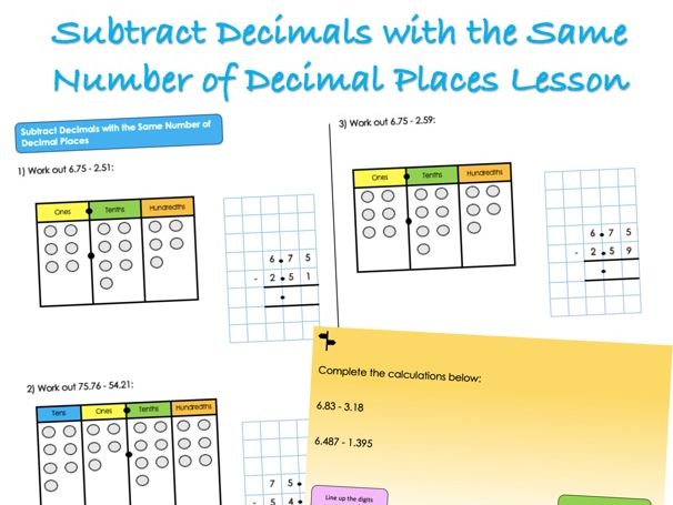 Year 5 Decimals - Subtract Decimals with the Same Number of Decimal Places Lesson