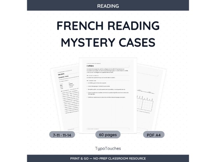 French Reading Mystery Cases | 60 pp