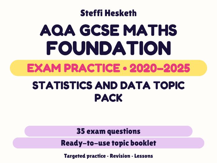 AQA GCSE Maths Foundation: Statistics and data topic pack Exam Questions | 2020-2025