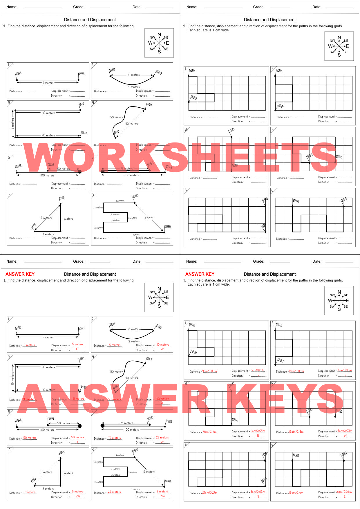 Position Distance And Displacement Worksheet