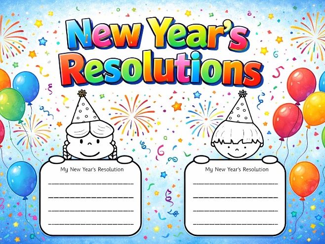 New Year's Resolutions Writing Display