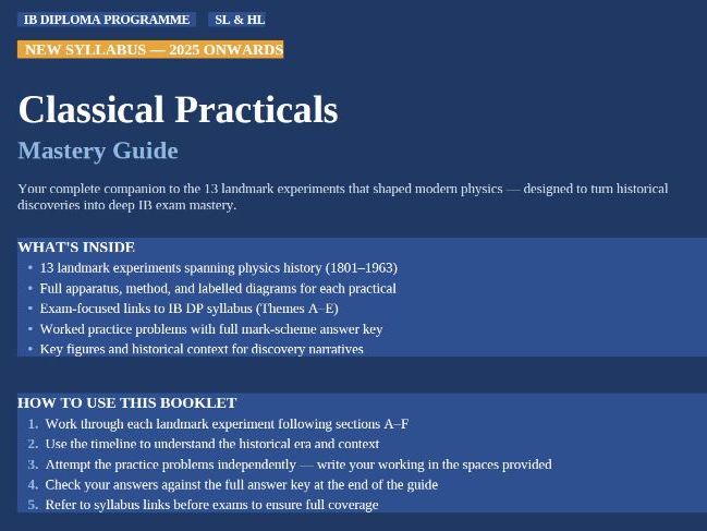 IB Physics DP Classical Practical's Mastery Guide | SL HL | New 2025 Syllabus