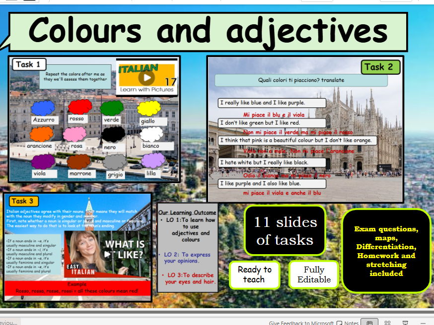 Italian A1 colours & adjectives