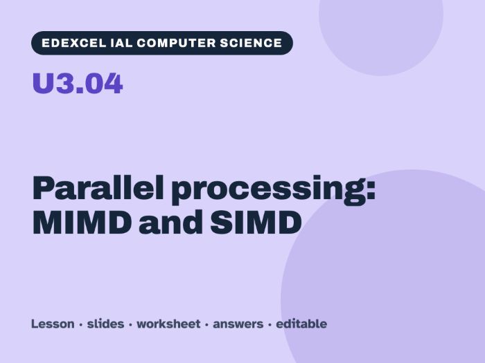 Edexcel IAL Computer Science – U3.04 Parallel processing: MIMD and SIMD – Lesson & Worksheet