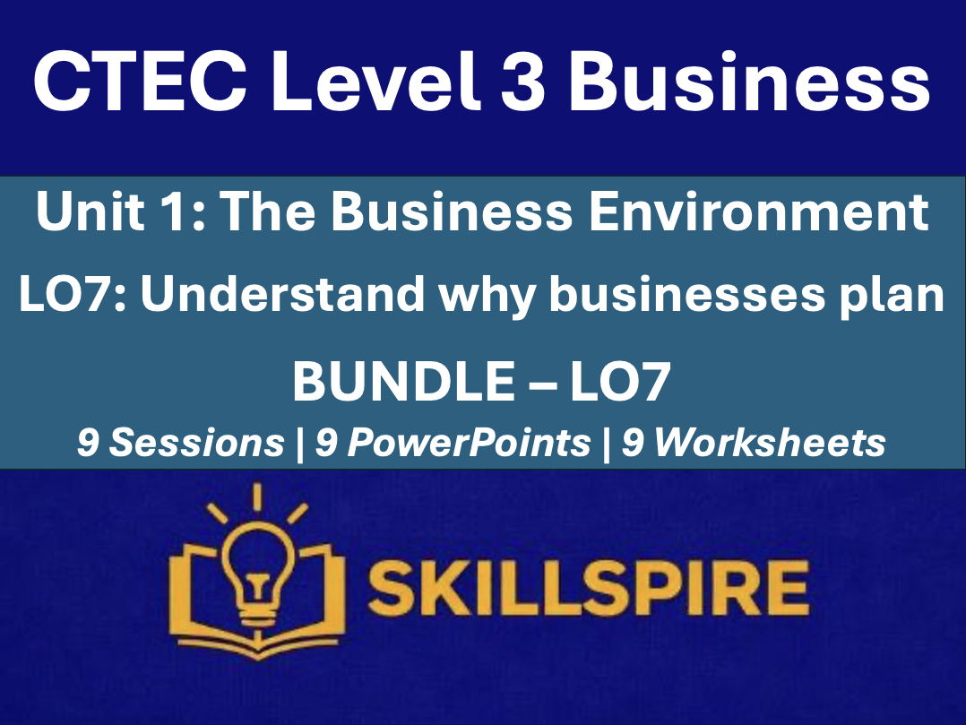 CTEC Business Level 3 – Unit 1 LO7 Complete Bundle | Presentations, Worksheets, Exam Practice