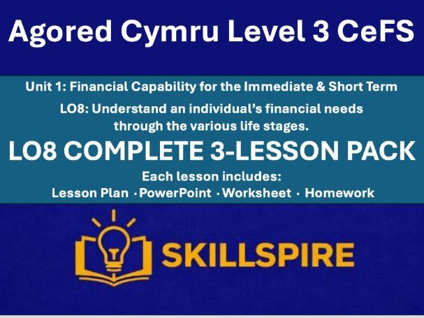 Agored Cymru CeFS Level 3 | Unit 1 LO8 | Financial Needs Across Life Stages | 3 Lessons