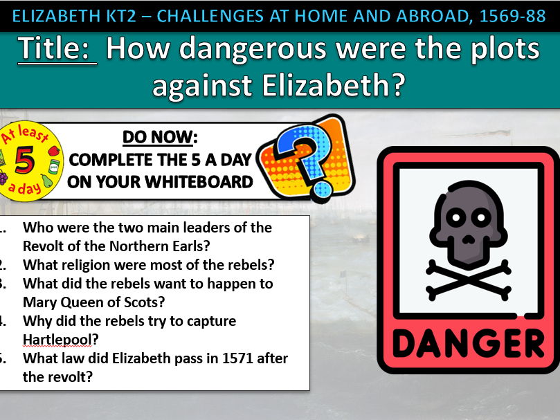 History GCSE Elizabeth Edexcel KT2 L2 Plots Against Elizabeth (Fully Resourced).