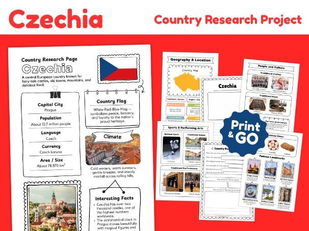 Czechia Country Study Worksheets | Geography & Culture