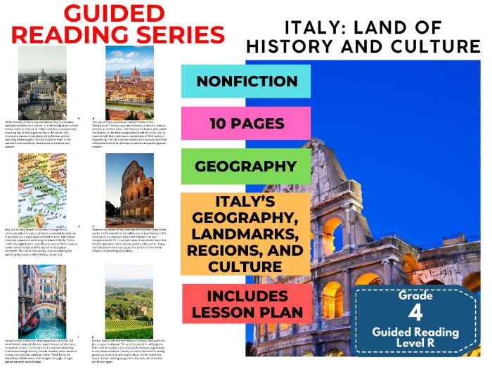 Year 5 Italy History and Culture: Guided Reading Level R with Lesson Plan