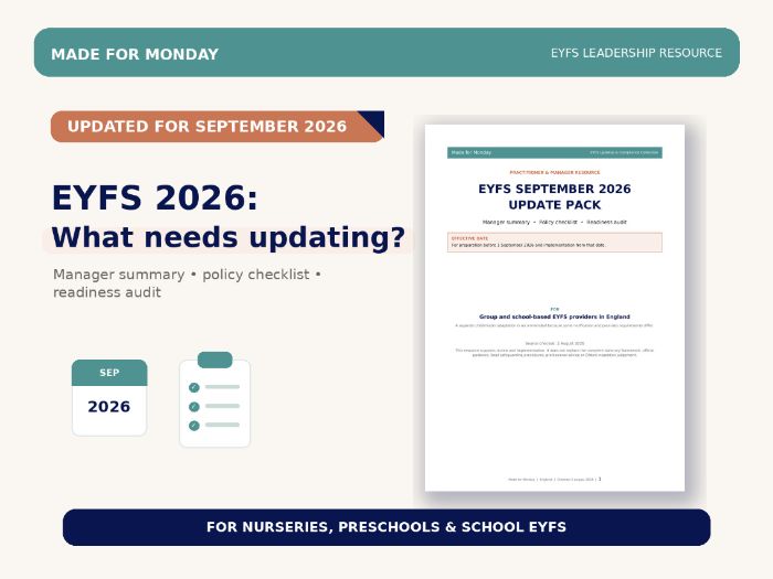 EYFS September 2026 Update Checklist