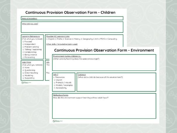 KS1 Continuous Provision Observation Forms