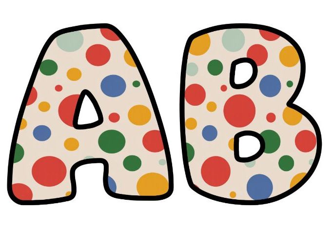 Spots Colors Circles Classroom Display | Lettering Set | Upper & Lowercase, 0-9 and Signs