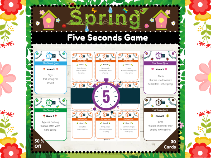 Spring Five Seconds Game : A Fun and Educational Trivia Game for Kids