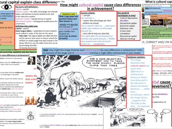 AQA GCSE Sociology Education: Class differences in achievement  - Cultural capital