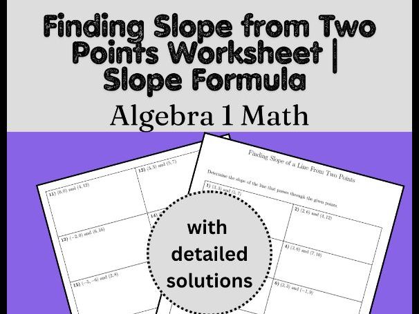 Finding Slope from Two Points Worksheet | Slope Formula Algebra 1 Math
