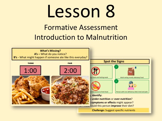 Year 9 Formative Assessment + Understanding Malnutrition