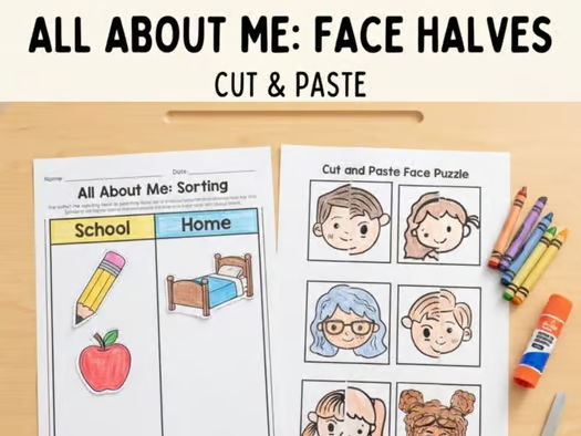 All About Me Cut and Paste Activity | Back to School Sorting & Fine Motor Worksh