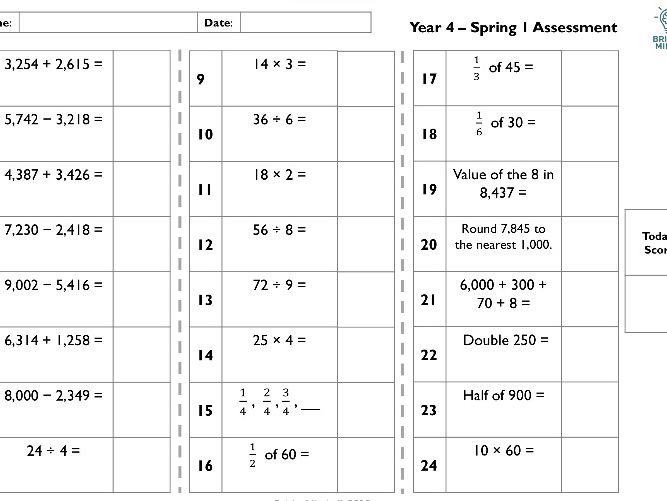 Year 4 Fluency Fix – Half-Termly Arithmetic Assessments | KS2 Maths Fluency & Recall Tracking