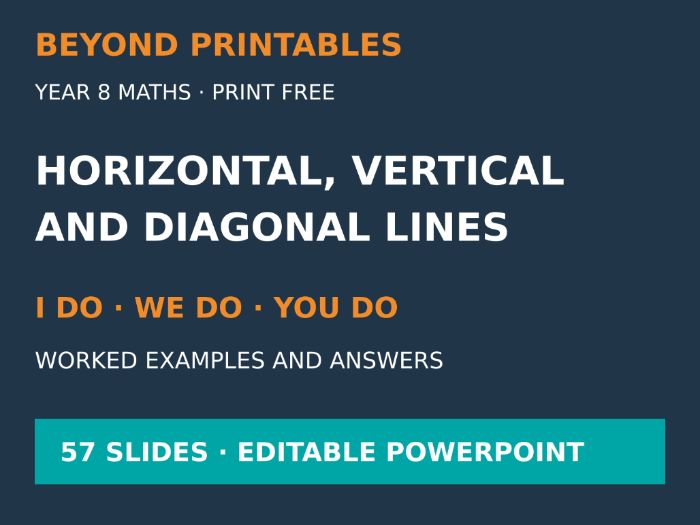 Horizontal, Vertical and Diagonal Lines | I Do, We Do, You Do | Year 8 Maths | Print Free