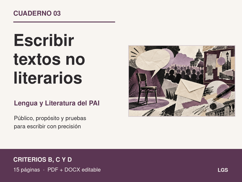 IBMYP | Escribir textos no literarios | Cuaderno de Lengua y Literatura
