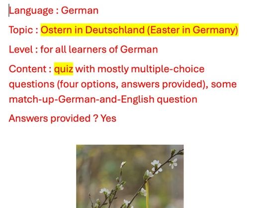 Ostern in Deutschland, Easter in Germany, quiz, multiple-choice