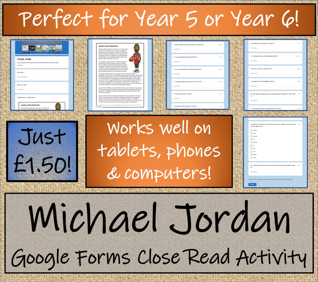 UKS2 Michael Jordan Reading Comprehension & Distance Learning Activity