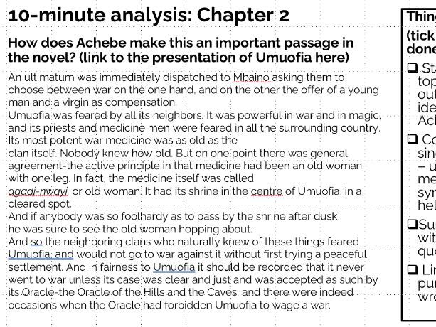 10 Minute Analysis- Things Fall Apart Chapter 2