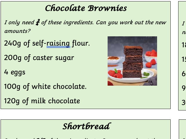 Fraction Recipes Differentiated