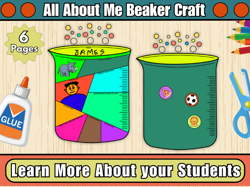 All About Me Science Beaker-Get to Know Me-Back to School Activity-Cut & Paste Activity
