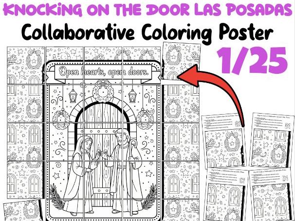 Knocking on the Door Las Posadas Collaborative Coloring Poster | Christmas Art