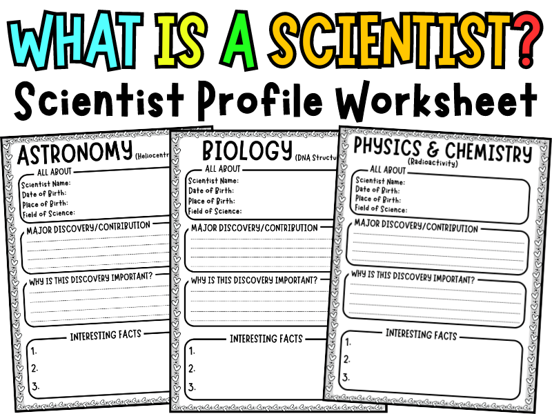 All About Me Scientist Profile Worksheets | Back to School Science Activity
