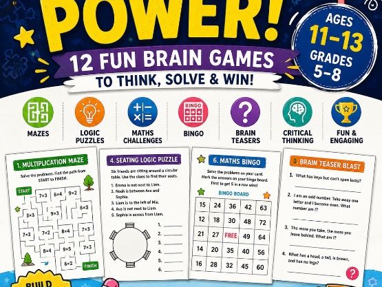 Puzzle Power !- 12 Fun Brain Games for ages 11-13