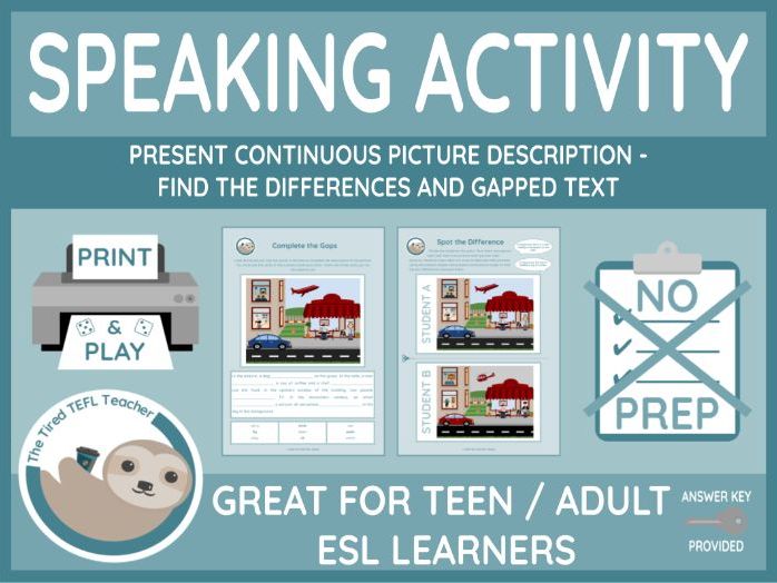 ESL Present Tenses Picture Description Activities
