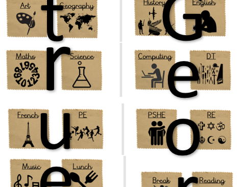 Visual timetable images hessian neutral colour