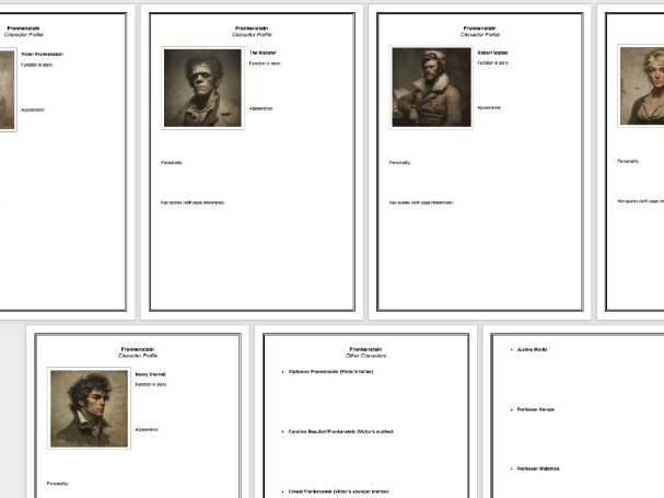 Frankenstein Character Profiles