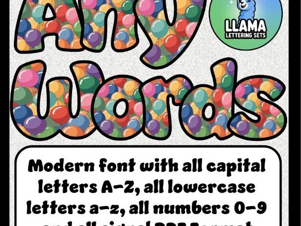 Balloons Party Birthday Time Classroom Display | Lettering Set | Whole Alphabet A-Z and 0-9