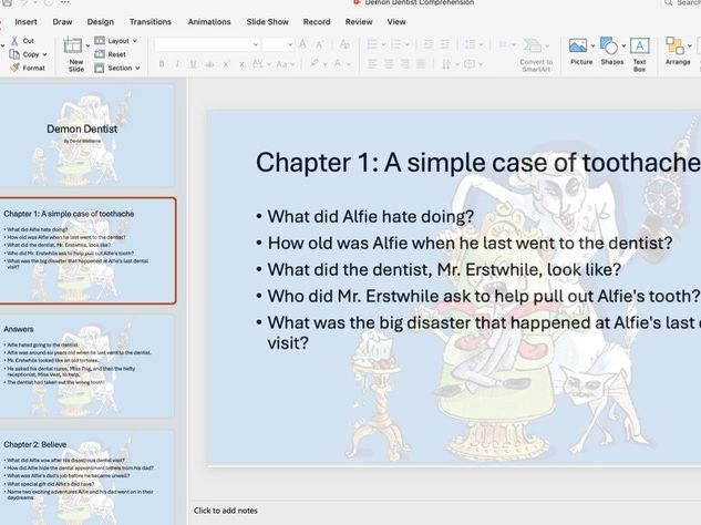Demon Dentist Comprehension Question & Answer