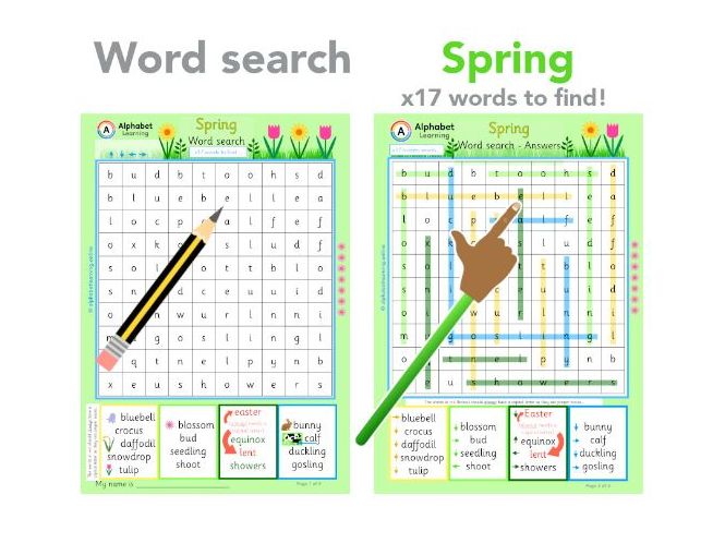 Wordsearch - Spring, x17 words to find