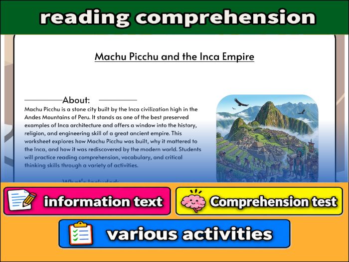 Machu Picchu and the Inca Empire & Comprehension Test