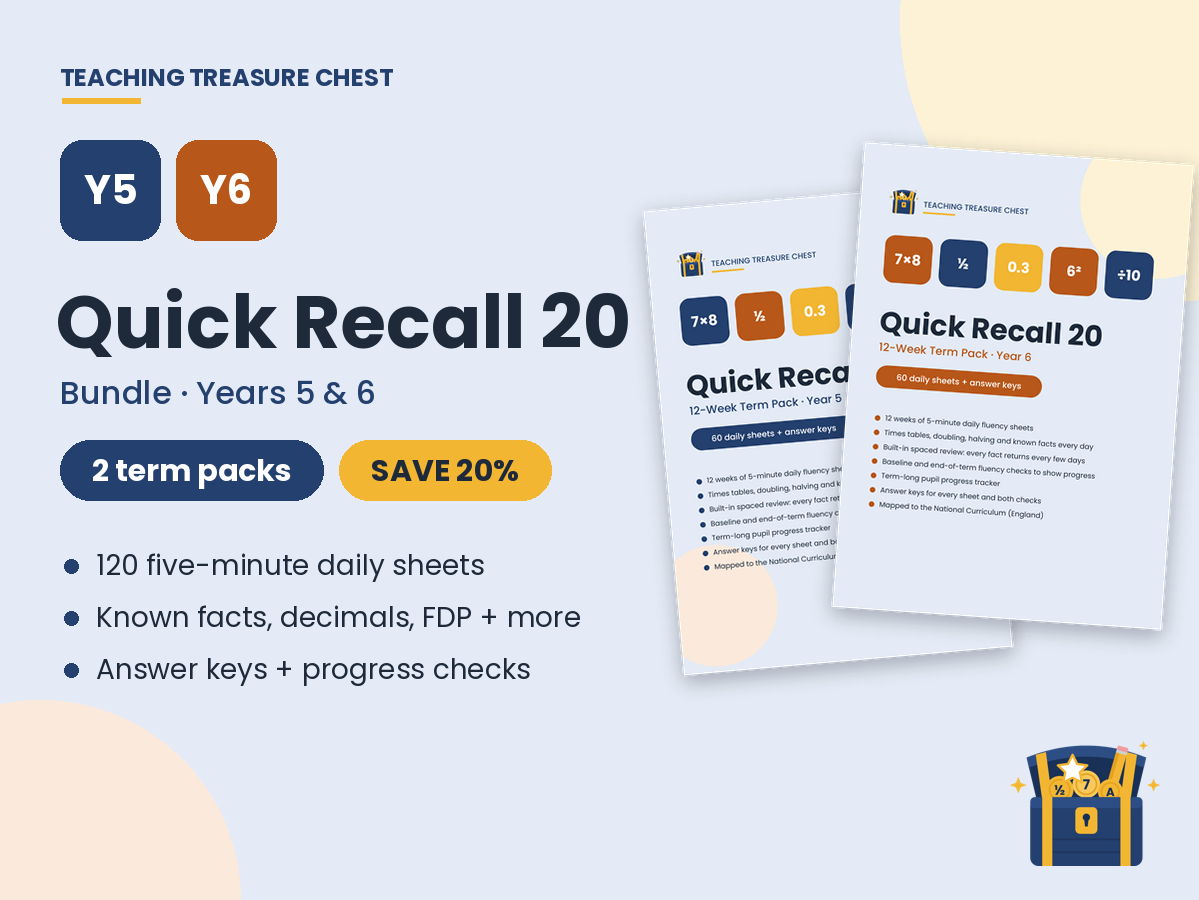 Year 5 & 6 Maths Quick Recall Bundle: Two 12-Week Term Packs