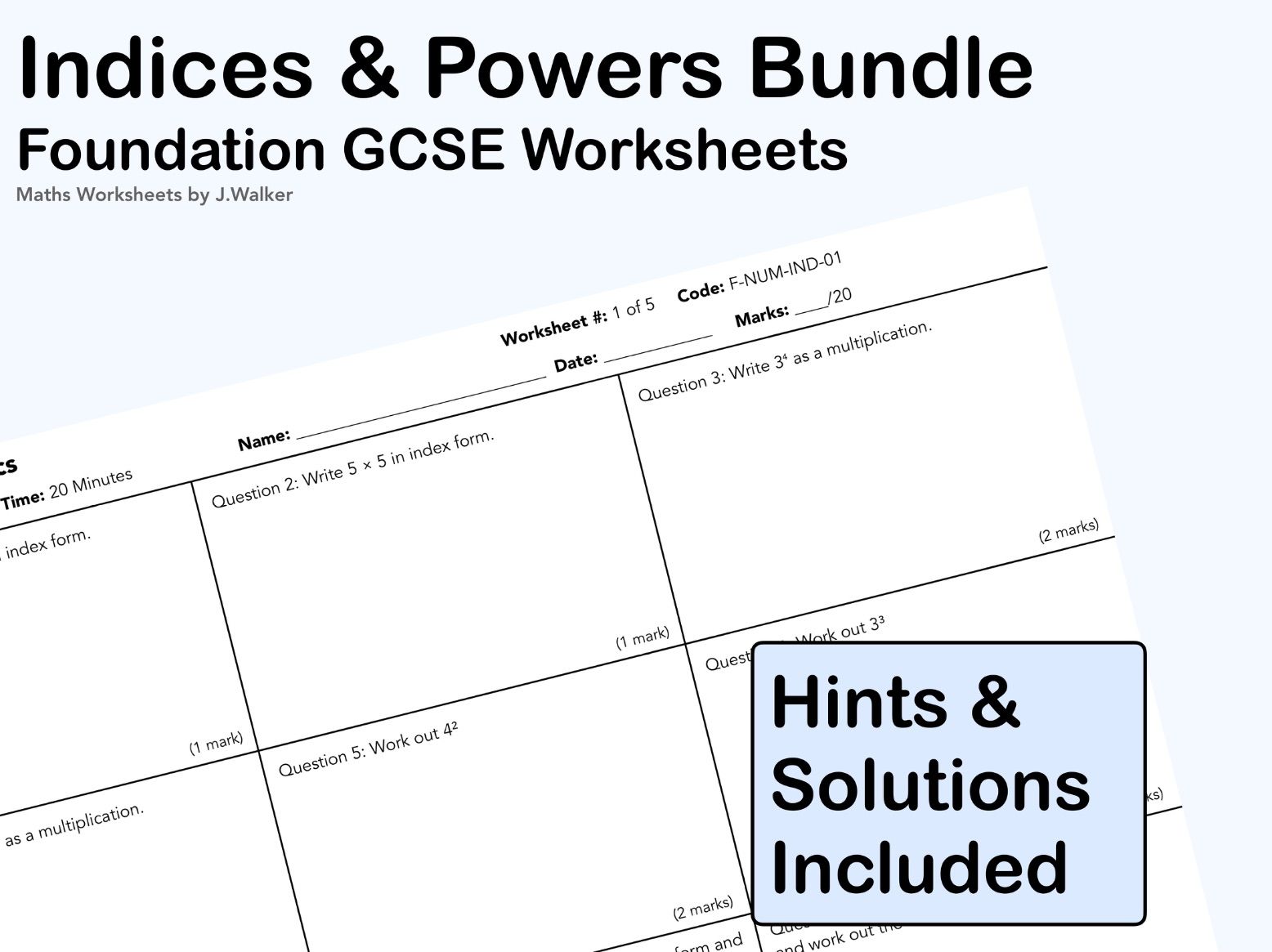 GCSE Maths: Indices & Powers Bundle - Foundation Tier