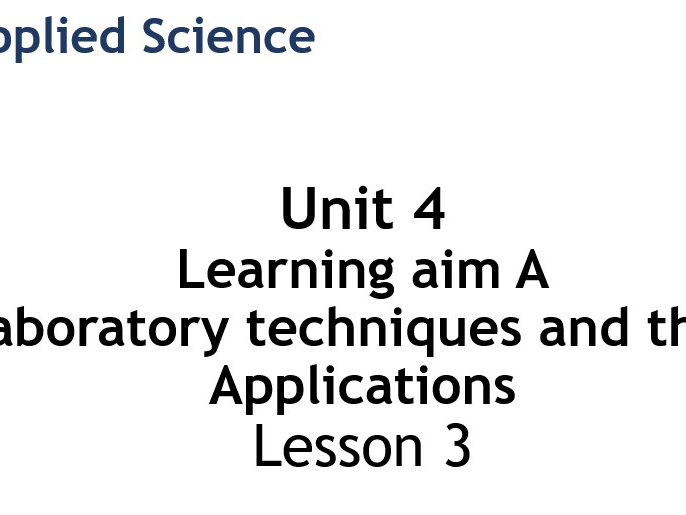 Unit 4 – Learning aim A – Lesson 2