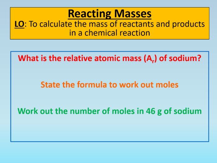 GCSE AQA Chemistry C4 Reacting Masses PowerPoint Lesson