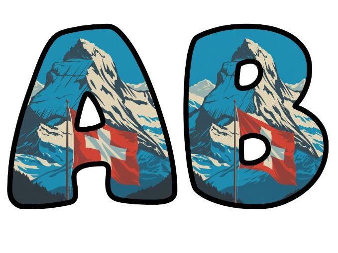 Switzerland Swiss Mountains Lettering Set | Classroom Display | Upper & Lowercase, 0-9 and Signs