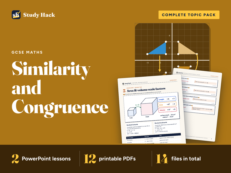 GCSE Maths Similarity and Congruence Pack: Scale Factors, k² and k³ (Foundation and Higher)