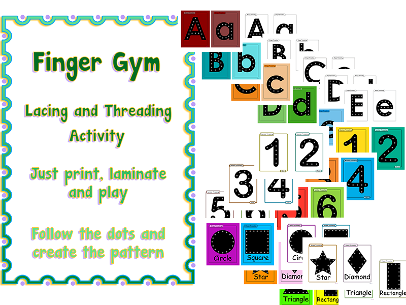 EYFS Lacing and Threading LETTERS, NUMBERS and SHAPES